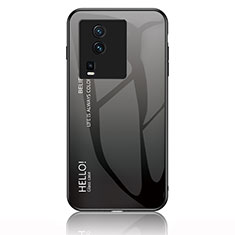 Vivo iQOO Neo7 5G用ハイブリットバンパーケース プラスチック 鏡面 虹 グラデーション 勾配色 カバー LS1 Vivo ダークグレー
