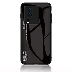 Vivo iQOO Neo7 5G用ハイブリットバンパーケース プラスチック 鏡面 虹 グラデーション 勾配色 カバー LS1 Vivo ブラック