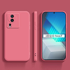 Vivo iQOO Neo7 5G用360度 フルカバー極薄ソフトケース シリコンケース 耐衝撃 全面保護 バンパー Vivo ローズレッド