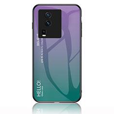Vivo iQOO Neo7 SE用ハイブリットバンパーケース プラスチック 鏡面 虹 グラデーション 勾配色 カバー LS1 Vivo マルチカラー