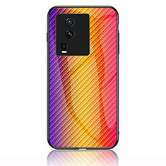 Vivo iQOO Neo7 SE用ハイブリットバンパーケース プラスチック 鏡面 虹 グラデーション 勾配色 カバー LS2 Vivo オレンジ
