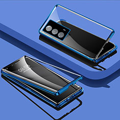 Vivo iQOO Z5 5G用ケース 高級感 手触り良い アルミメタル 製の金属製 360度 フルカバーバンパー 鏡面 カバー Vivo ネイビー