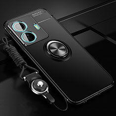 Vivo iQOO Z6 Pro 5G用極薄ソフトケース シリコンケース 耐衝撃 全面保護 アンド指輪 マグネット式 バンパー SD3 Vivo ブラック