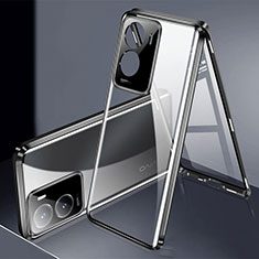Vivo iQOO Z7 5G用ケース 高級感 手触り良い アルミメタル 製の金属製 360度 フルカバーバンパー 鏡面 カバー P01 Vivo ブラック