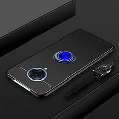 Vivo Nex 3用極薄ソフトケース シリコンケース 耐衝撃 全面保護 アンド指輪 マグネット式 バンパー A01 Vivo ネイビー・ブラック