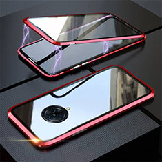 Vivo Nex 3S用ケース 高級感 手触り良い アルミメタル 製の金属製 360度 フルカバーバンパー 鏡面 カバー M03 Vivo レッド