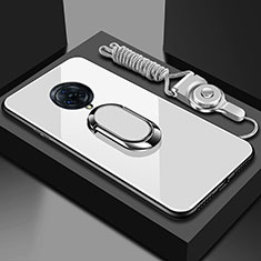 Vivo Nex 3S用ハイブリットバンパーケース プラスチック 鏡面 カバー アンド指輪 マグネット式 Vivo ホワイト