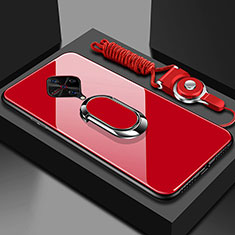 Vivo S1 Pro用ハイブリットバンパーケース プラスチック 鏡面 カバー アンド指輪 マグネット式 Vivo レッド