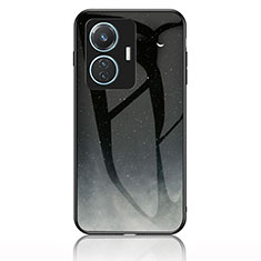 Vivo T1 4G用ハイブリットバンパーケース プラスチック パターン 鏡面 カバー LS1 Vivo グレー