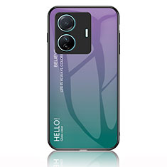 Vivo T1 Pro 5G用ハイブリットバンパーケース プラスチック 鏡面 虹 グラデーション 勾配色 カバー LS1 Vivo マルチカラー
