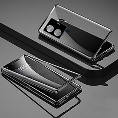 Vivo T1 Pro 5G用ケース 高級感 手触り良い アルミメタル 製の金属製 360度 フルカバーバンパー 鏡面 カバー Vivo ブラック