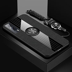 Vivo T1x 5G用極薄ソフトケース シリコンケース 耐衝撃 全面保護 アンド指輪 マグネット式 バンパー X03L Vivo ブラック
