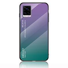 Vivo V20 (2021)用ハイブリットバンパーケース プラスチック 鏡面 虹 グラデーション 勾配色 カバー LS1 Vivo マルチカラー