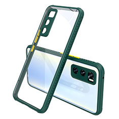 Vivo V20 SE用ハイブリットバンパーケース クリア透明 プラスチック 鏡面 カバー Vivo モスグリー