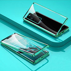Vivo V21e 4G用ケース 高級感 手触り良い アルミメタル 製の金属製 360度 フルカバーバンパー 鏡面 カバー Vivo グリーン