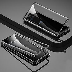 Vivo V21e 4G用ケース 高級感 手触り良い アルミメタル 製の金属製 360度 フルカバーバンパー 鏡面 カバー Vivo ブラック