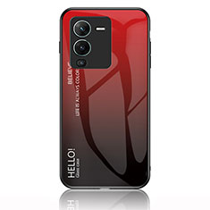 Vivo V25 Pro 5G用ハイブリットバンパーケース プラスチック 鏡面 虹 グラデーション 勾配色 カバー LS1 Vivo レッド