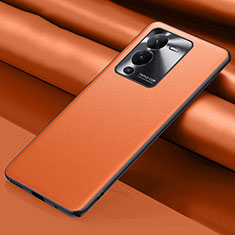 Vivo V25 Pro 5G用ケース 高級感 手触り良いレザー柄 QK1 Vivo オレンジ