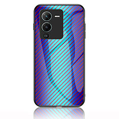 Vivo V25 Pro 5G用ハイブリットバンパーケース プラスチック 鏡面 虹 グラデーション 勾配色 カバー LS2 Vivo ネイビー