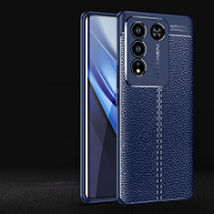 Vivo V27 5G用シリコンケース ソフトタッチラバー レザー柄 カバー Vivo ネイビー