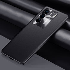 Vivo V27 Pro 5G用ケース 高級感 手触り良いレザー柄 QK1 Vivo ブラック