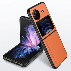 Vivo X Flip 5G用ケース 高級感 手触り良いレザー柄 S02 Vivo オレンジ