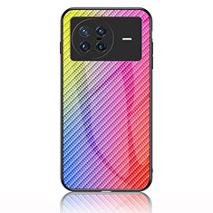 Vivo X Note用ハイブリットバンパーケース プラスチック 鏡面 虹 グラデーション 勾配色 カバー LS2 Vivo ピンク