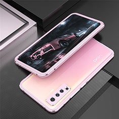 Vivo X50 5G用ケース 高級感 手触り良い アルミメタル 製の金属製 バンパー カバー A01 Vivo ピンク