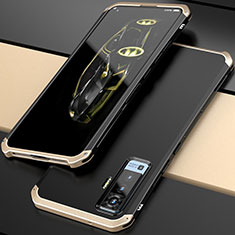 Vivo X50 5G用ケース 高級感 手触り良い アルミメタル 製の金属製 カバー Vivo ゴールド・ブラック
