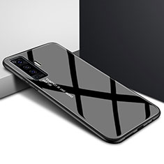 Vivo X50 5G用ハイブリットバンパーケース プラスチック 鏡面 カバー Vivo ブラック