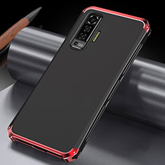 Vivo X50 5G用ケース 高級感 手触り良い アルミメタル 製の金属製 カバー M03 Vivo レッド・ブラック