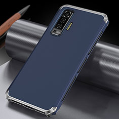Vivo X50 5G用ケース 高級感 手触り良い アルミメタル 製の金属製 カバー M03 Vivo ネイビー