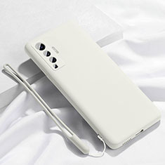 Vivo X50 5G用360度 フルカバー極薄ソフトケース シリコンケース 耐衝撃 全面保護 バンパー Vivo ホワイト
