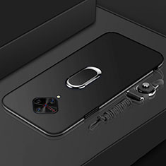 Vivo X50 Lite用ハードケース プラスチック 質感もマット アンド指輪 マグネット式 A02 Vivo ブラック
