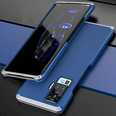 Vivo X50 Pro 5G用ケース 高級感 手触り良い アルミメタル 製の金属製 カバー Vivo シルバー・ネイビー