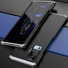 Vivo X50 Pro 5G用ケース 高級感 手触り良い アルミメタル 製の金属製 カバー Vivo シルバー・ブラック