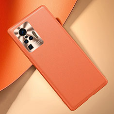 Vivo X50 Pro 5G用ケース 高級感 手触り良いレザー柄 Vivo オレンジ