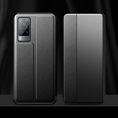 Vivo X60 5G用手帳型 レザーケース スタンド カバー Vivo ブラック