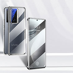 Vivo X70 5G用ケース 高級感 手触り良い アルミメタル 製の金属製 360度 フルカバーバンパー 鏡面 カバー P03 Vivo ブラック