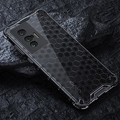 Vivo X70 5G用360度 フルカバー ハイブリットバンパーケース クリア透明 プラスチック カバー AM4 Vivo ブラック