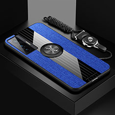 Vivo X70 5G用極薄ソフトケース シリコンケース 耐衝撃 全面保護 アンド指輪 マグネット式 バンパー X03L Vivo ネイビー