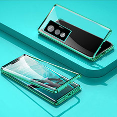 Vivo X70 5G用ケース 高級感 手触り良い アルミメタル 製の金属製 360度 フルカバーバンパー 鏡面 カバー P01 Vivo グリーン
