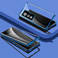 Vivo X70 5G用ケース 高級感 手触り良い アルミメタル 製の金属製 360度 フルカバーバンパー 鏡面 カバー P01 Vivo ネイビー