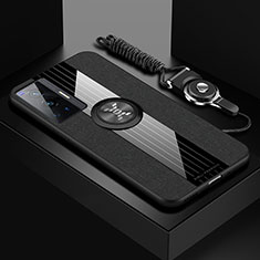 Vivo X70 Pro 5G用極薄ソフトケース シリコンケース 耐衝撃 全面保護 アンド指輪 マグネット式 バンパー X03L Vivo ブラック