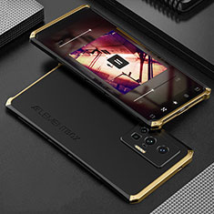 Vivo X70 Pro 5G用360度 フルカバー ケース 高級感 手触り良い アルミメタル 製の金属製 Vivo ゴールド・ブラック