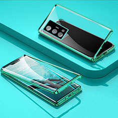 Vivo X70 Pro 5G用ケース 高級感 手触り良い アルミメタル 製の金属製 360度 フルカバーバンパー 鏡面 カバー P01 Vivo グリーン