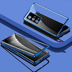 Vivo X70 Pro 5G用ケース 高級感 手触り良い アルミメタル 製の金属製 360度 フルカバーバンパー 鏡面 カバー P01 Vivo ネイビー