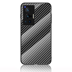 Vivo X70 Pro 5G用ハイブリットバンパーケース プラスチック 鏡面 虹 グラデーション 勾配色 カバー LS2 Vivo ブラック
