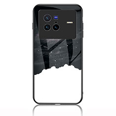 Vivo X80 5G用ハイブリットバンパーケース プラスチック パターン 鏡面 カバー LS1 Vivo ブラック