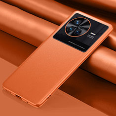 Vivo X80 5G用ケース 高級感 手触り良いレザー柄 QK1 Vivo オレンジ